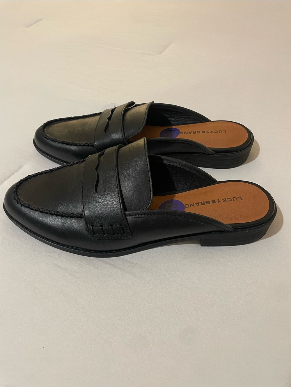 Lucky Brand Black Leather Slip-On Penny Loafers